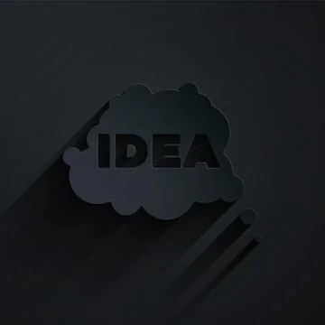Paper cut Idea, speech bubble icon isolated on black background. Message speech 스톡 일러스트