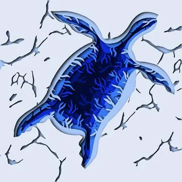 Paper cut illustration turtle - Turtle Protection Day Stock Illustration