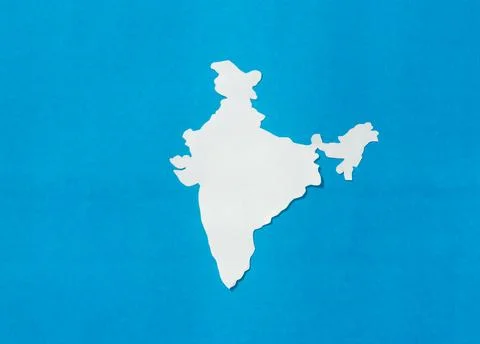 Paper cut India map isolated on Blue background. Stock Photos