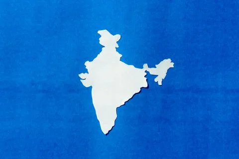Paper cut India map isolated on Blue background. Stock Photos