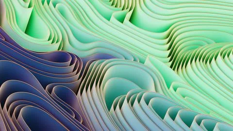 Paper Cut-Inspired Abstract Artwork. 3D Rendered Waves. Stock Illustration