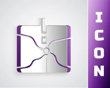 Paper cut Intersection point icon isolated on grey background. Paper art style イラスト素材