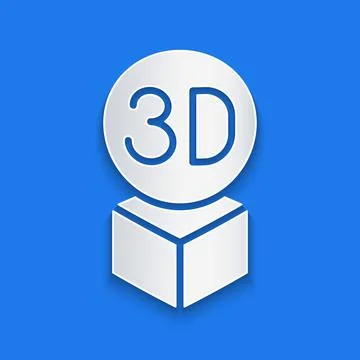 Paper cut Isometric cube icon isolated on blue background. Geometric cubes solid Stock Illustration