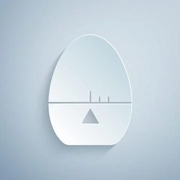 Paper cut Kitchen timer icon isolated on grey background. Egg timer. Cooking Stock Illustration