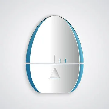 Paper cut Kitchen timer icon isolated on grey background. Egg timer. Cooking Stock Illustration