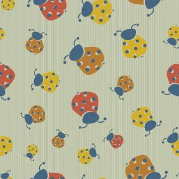 Paper cut ladybugs seamless vector pattern Stock Illustration