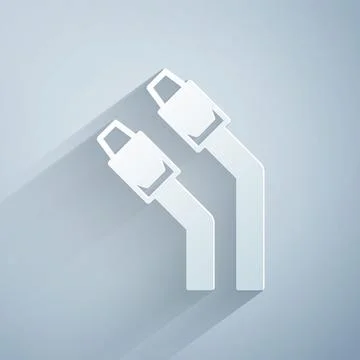 Paper cut LAN cable network internet icon isolated on grey background. Paper art Illustrazione stock