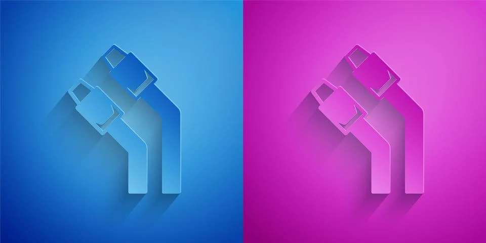 Paper cut LAN cable network internet icon isolated on blue and purple background Stock Illustration