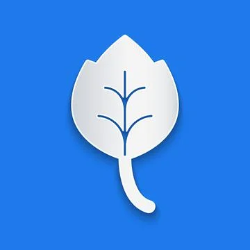Paper cut Leaf icon isolated Paper cut background. Leaves sign. Fresh natural Stock Illustration