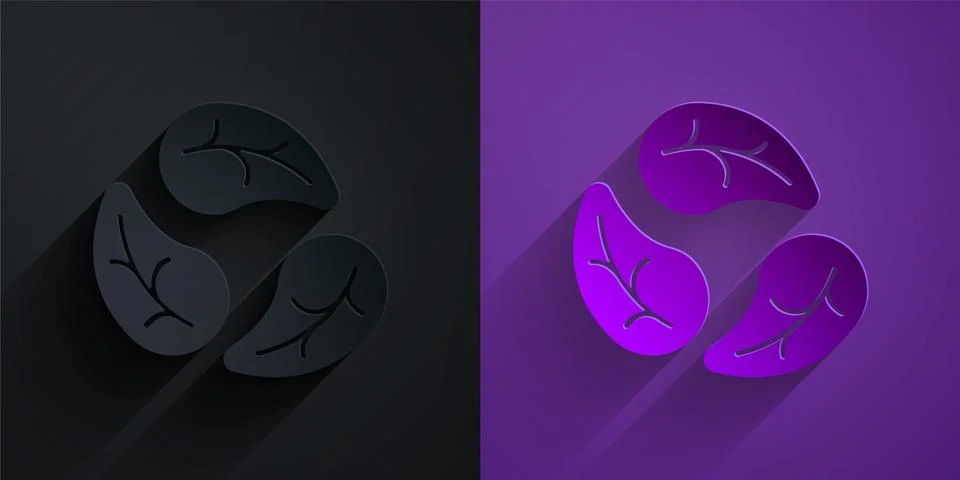 Paper cut Leaf icon isolated Paper cut background. Leaves sign. Fresh natural 库存插图