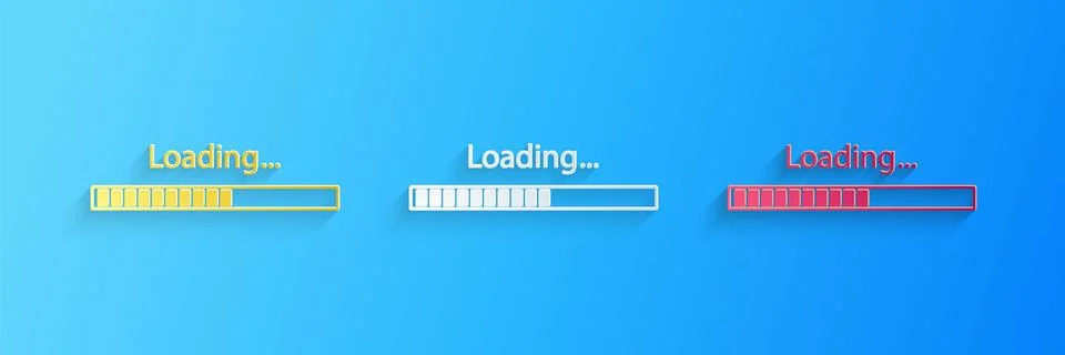 Paper cut Loading icon isolated on blue background. Progress bar icon. Paper art イラスト素材