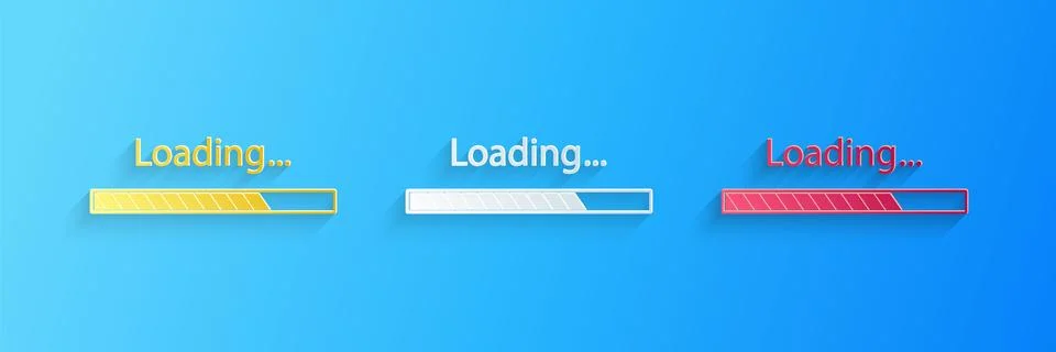 Paper cut Loading icon isolated on blue background. Progress bar icon. Paper art Stock Illustration