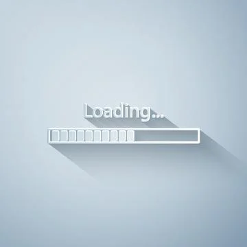 Paper cut Loading icon isolated on grey background. Progress bar icon. Paper art Stock Illustration