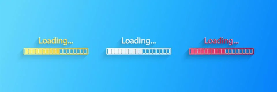 Paper cut Loading icon isolated on blue background. Progress bar icon. Paper art Stock Illustration
