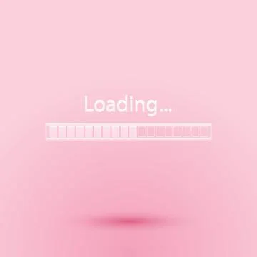 Paper cut Loading icon isolated on pink background. Progress bar icon. Paper art Illustrazione stock