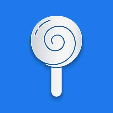 Paper cut Lollipop icon isolated on blue background. Food, delicious symbol Stock-Illustration