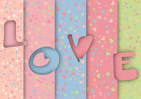 Paper cut for Love seamless pattern, vector illustration. Stock Illustration