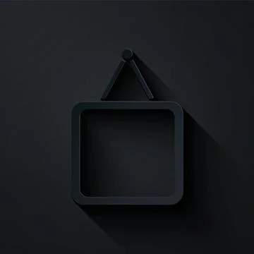 Paper cut Mirror icon isolated on black background. Paper art style. Vector Stock Illustration