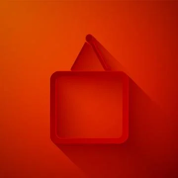 Paper cut Mirror icon isolated on red background. Paper art style. Vector Stock Illustration