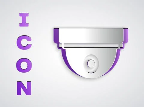 Paper cut Motion sensor icon isolated on grey background. Paper art style Stock Illustration