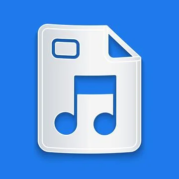 Paper cut MP3 file document. Download mp3 button icon isolated on blue Ilustração Stock