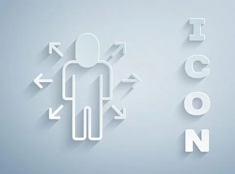 Paper cut Multitasking manager working icon isolated on grey background. Paper Stock Illustration