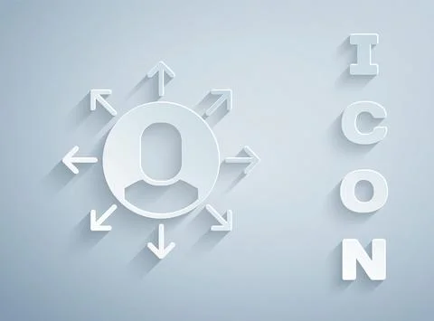 Paper cut Multitasking manager working icon isolated on grey background. Paper Stock Illustration