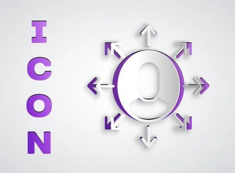 Paper cut Multitasking manager working icon isolated on grey background. Paper Stock Illustration