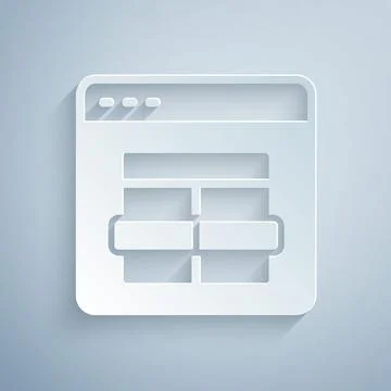 Paper cut MySQL code icon isolated on grey background. HTML Code symbol for your Stock Illustration