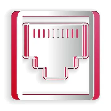 Paper cut Network port - cable socket icon isolated on white background. LAN イラスト素材