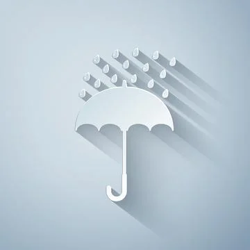 Paper cut Network port - cable socket icon isolated on grey background. LAN port Illustrazione stock