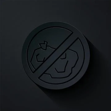 Paper cut No trash icon isolated on black background. Paper art style. Vect.. Stock Illustration