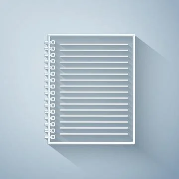 Paper cut Notebook icon on grey background. Spiral notepad icon. School notebook Stock Illustration