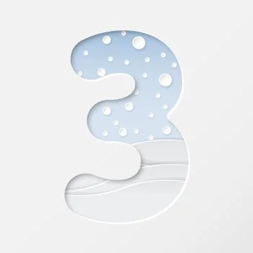 Paper cut number three Illustrazione stock