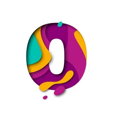 Paper cut number Zero 0 letter. Realistic 3D multi layers papercut effect Stock-Illustration