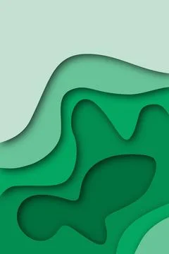 Paper cut out background for design in green colors with blank space イラスト素材