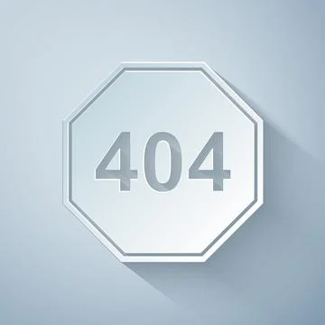 Paper cut Page with a 404 error icon isolated on grey background. Template Stock Illustration