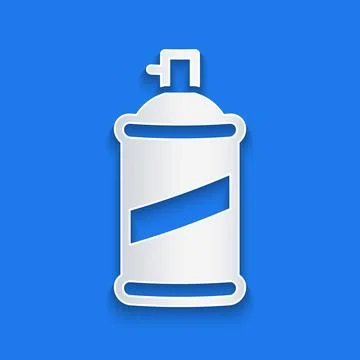 Paper cut Paint spray can icon isolated on blue background. Paper art style.. Stock Illustration