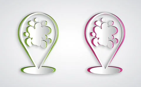 Paper cut Paint spray icon isolated on grey background. Paper art style. Vect Stock Illustration