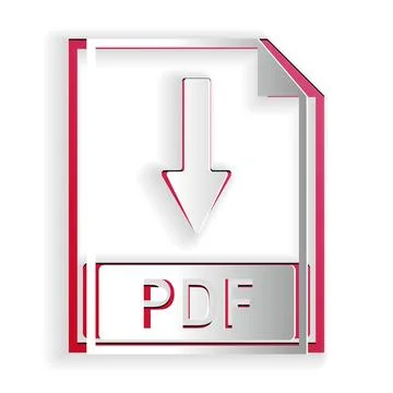 Paper cut PDF file document icon isolated on white background. Download PDF イラスト素材