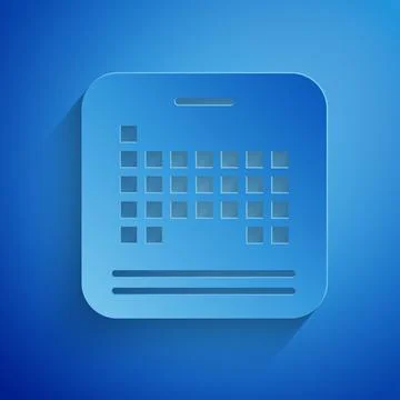 Paper cut Periodic table of the elements icon isolated on blue background. Paper イラスト素材