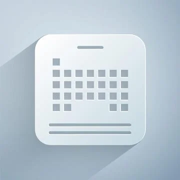 Paper cut Periodic table of the elements icon isolated on grey background. Paper Stock Illustration