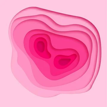 Paper cut pink square background. Colorful 3D desert trendy paper carved shap Stock Illustration