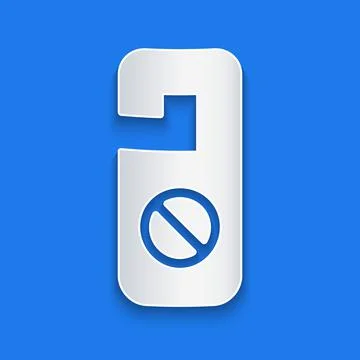 Paper cut Please do not disturb icon isolated on blue background. Hotel Door Stock Illustration