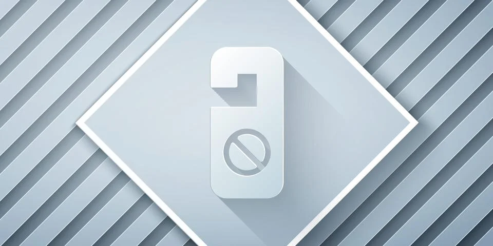 Paper cut Please do not disturb icon isolated on grey background. Hotel Door イラスト素材