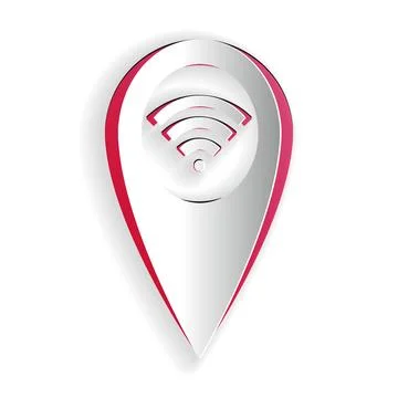 Paper cut Pointer map with wifi internet signal connection icon isolated on イラスト素材