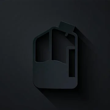 Paper cut Printer ink bottle icon isolated on black background. Paper art style Illustrazione stock