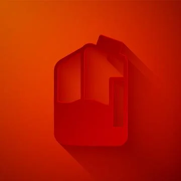 Paper cut Printer ink bottle icon isolated on red background. Paper art style Stock Illustration