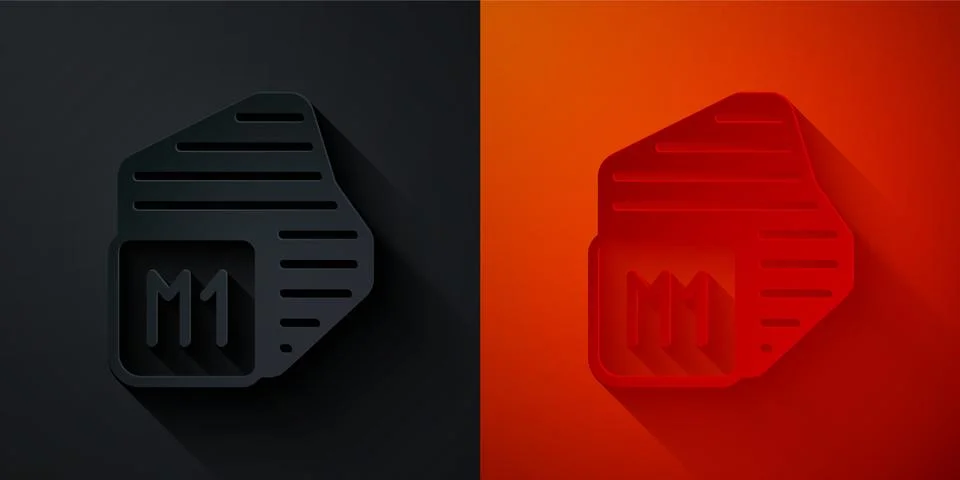 Paper cut Processor icon isolated on black and red background. CPU, central イラスト素材