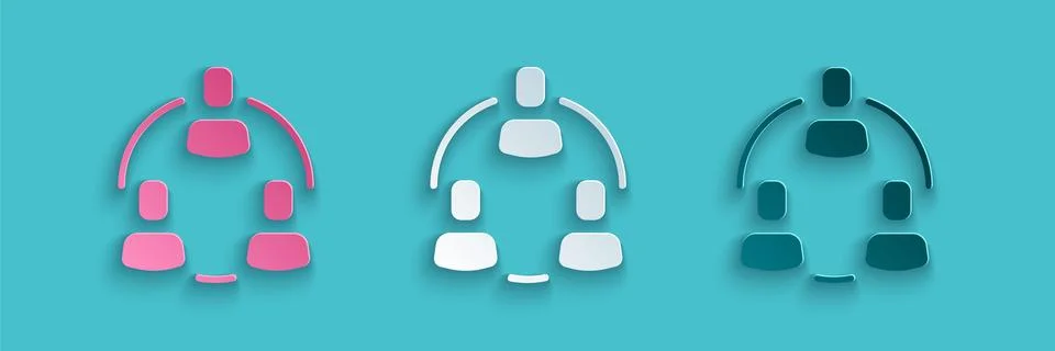 Paper cut Project team base icon isolated on blue background. Business analysis Stock Illustration